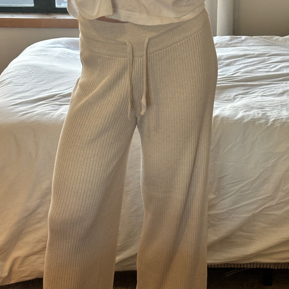 Athleta Ribbed Lounge Pants - Natural Cream